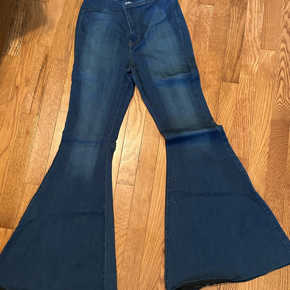 Vibrant Dark Blue Flare Jeans